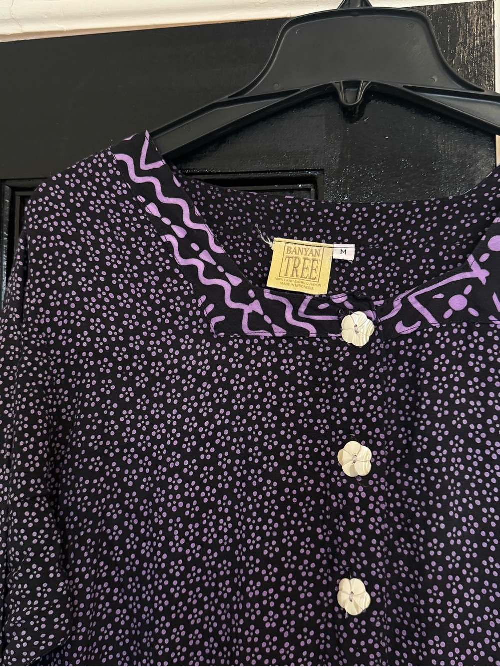 Women's Purple Patterned Button-Front Dress
